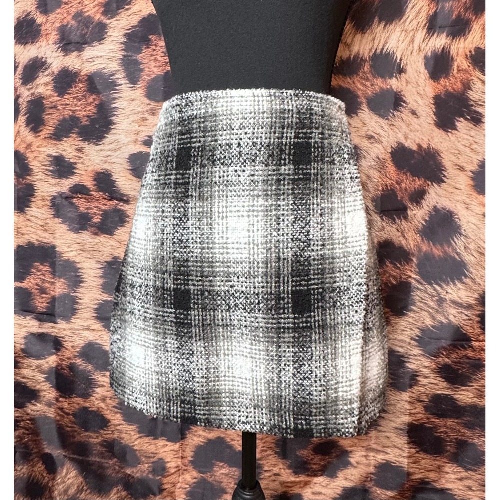 Plaid Boucle Wrap Mini A-Line Skirt